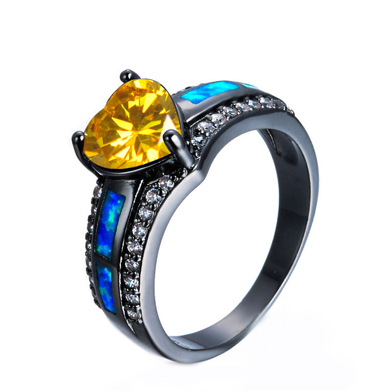 November Birthstone Yellow Topaz Heart Ring