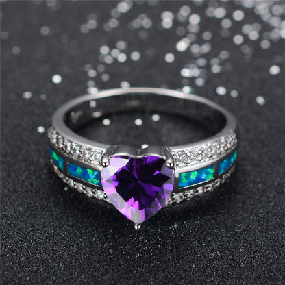 Black Gold Filled Heart February Birthstone Ring