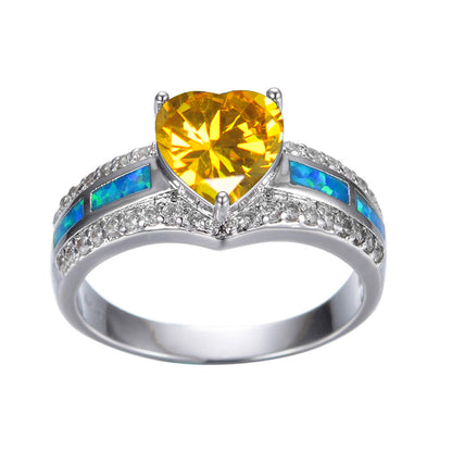 November Birthstone Yellow Topaz Heart Ring