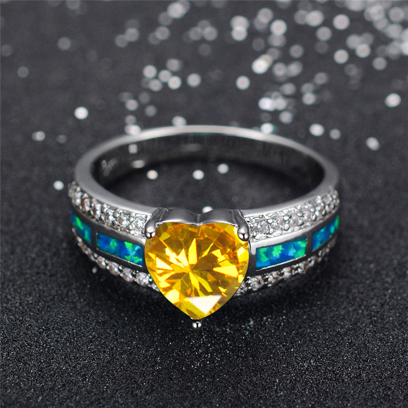 November Birthstone Yellow Topaz Heart Ring