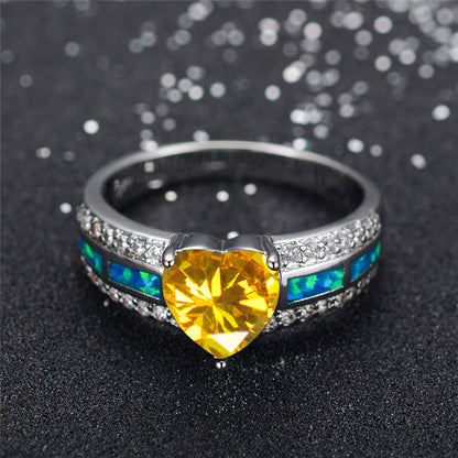 November Birthstone Yellow Topaz Heart Ring