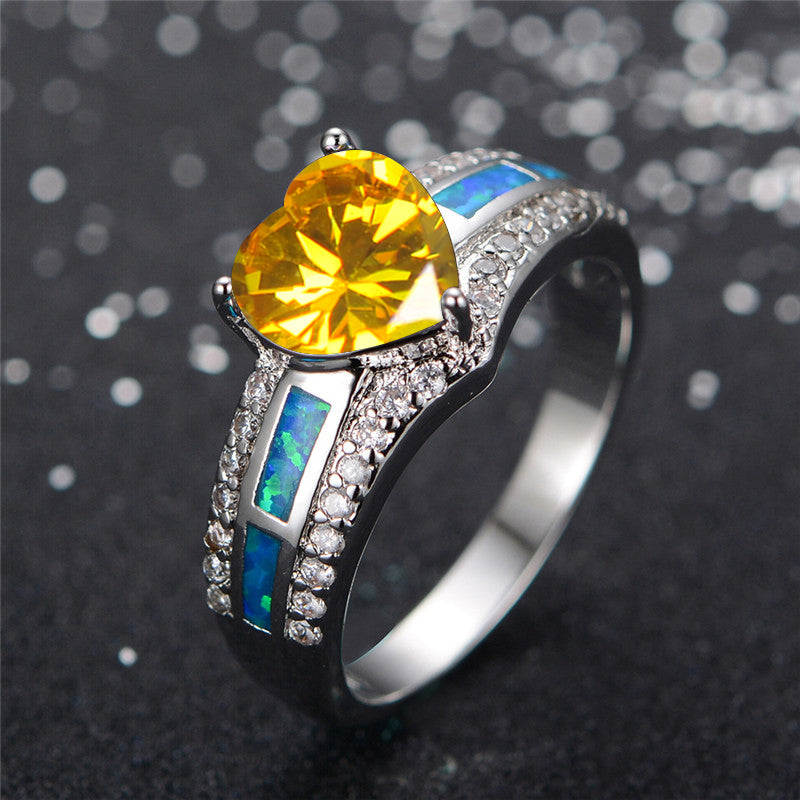 November Birthstone Yellow Topaz Heart Ring