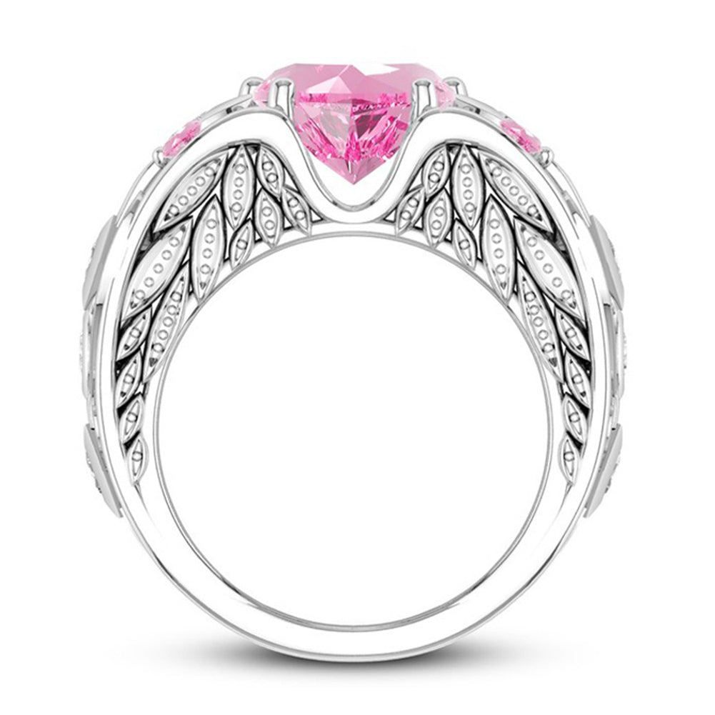 October Angelwing White gold Heart Birthstone Ring
