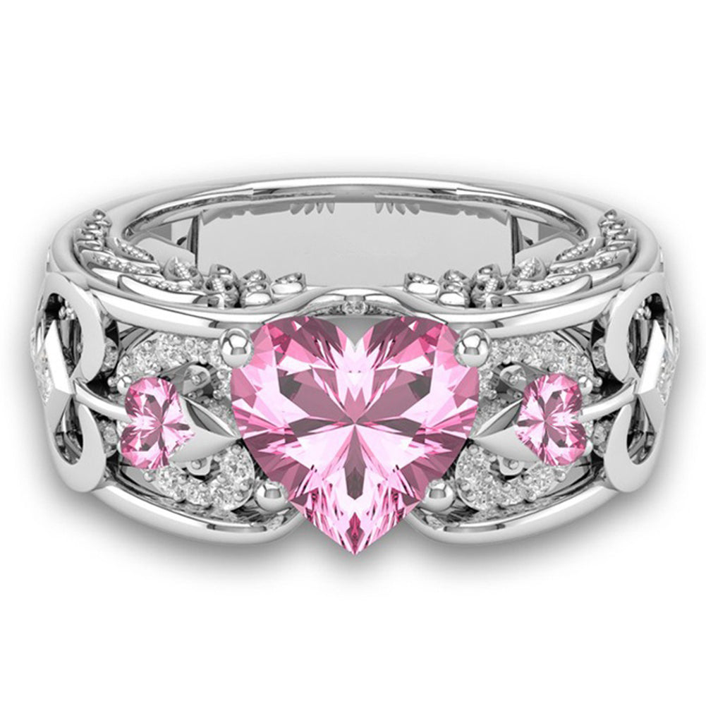 October Angelwing White gold Heart Birthstone Ring