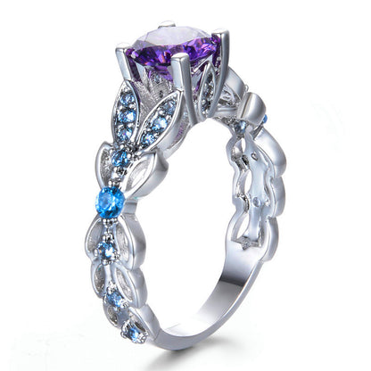 February Aquamarine Vine Birthstone Ring