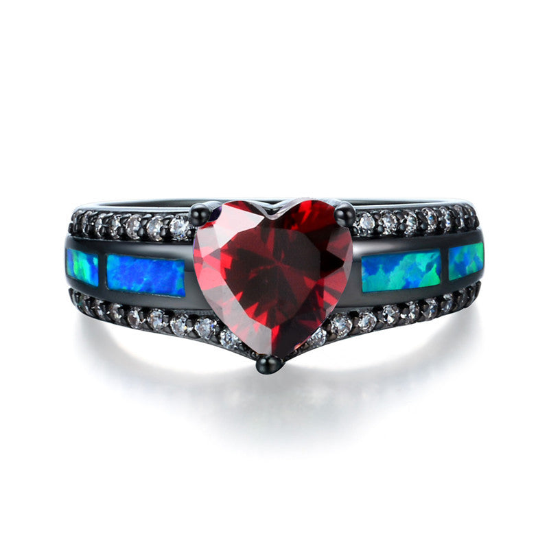 July Black Gold Filled Heart Birthstone Ring