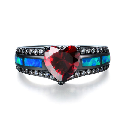 July Black Gold Filled Heart Birthstone Ring