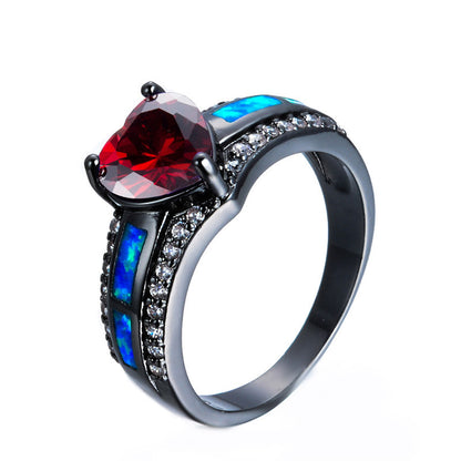 July Black Gold Filled Heart Birthstone Ring