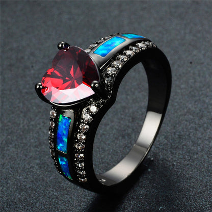 July Black Gold Filled Heart Birthstone Ring
