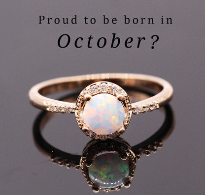 October Birthstone Opal & Gold Ring