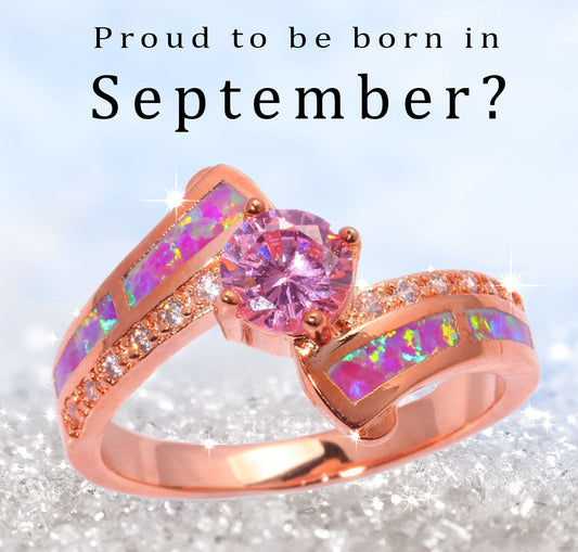 Pink Sapphire Opal September Birthstone ring