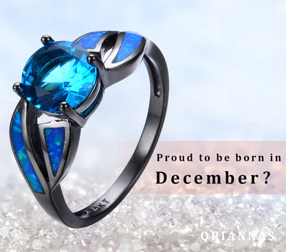 December Birthstone Opal & CZ ring