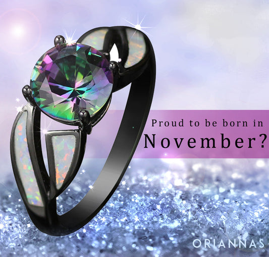 Mystic Fire Opal accented November Birthstone ring