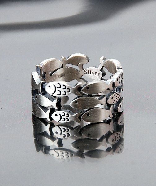 Silver Fish School Ring
