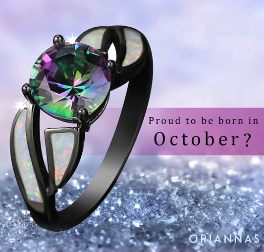 Mystic Fire Opal accented October Birthstone ring