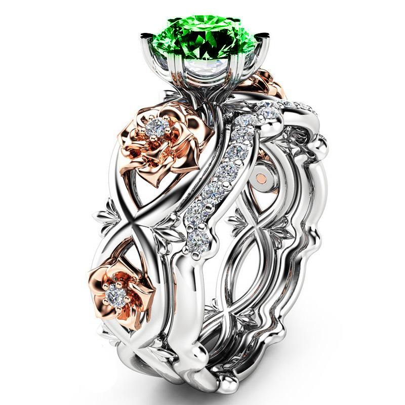 May Floral Rose Birthstone Ring