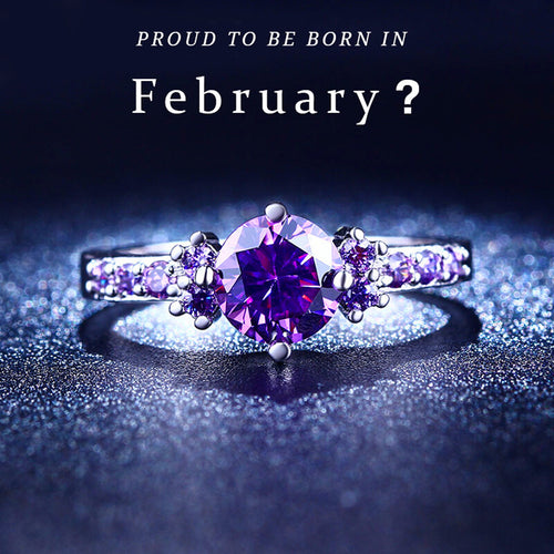 February Purple Amethyst Birthstone Ring