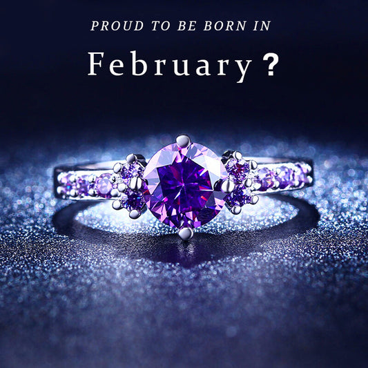 February Purple Amethyst Birthstone Ring