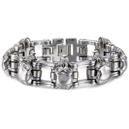 Biker's Stainless Steel Skull Bracelet