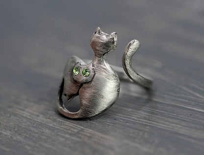 925 Sterling Silver Wrapping Cats Ring