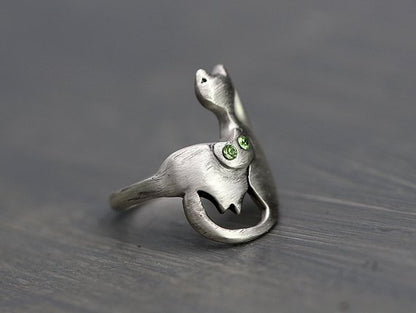 925 Sterling Silver Wrapping Cats Ring