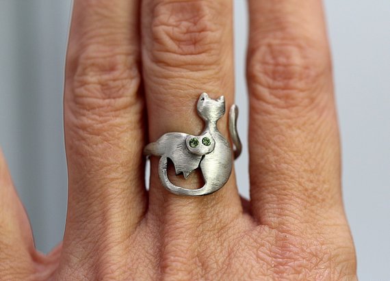 925 Sterling Silver Wrapping Cats Ring