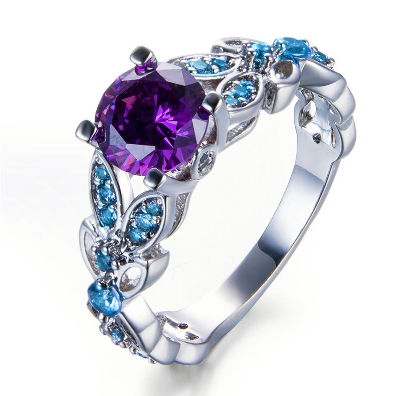February Aquamarine Vine Birthstone Ring