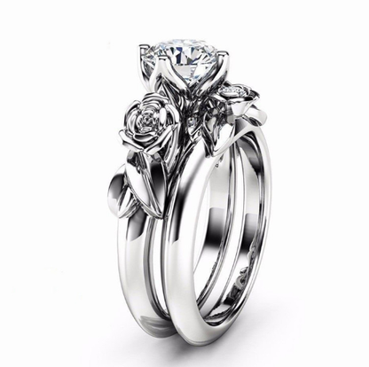 Rose Gold Floral April Birthstone Ring