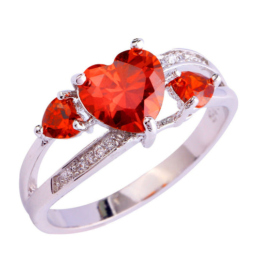Heart January Birthstone Ring (Garnet)