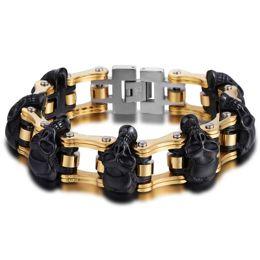 Biker's Stainless Steel Skull Bracelet