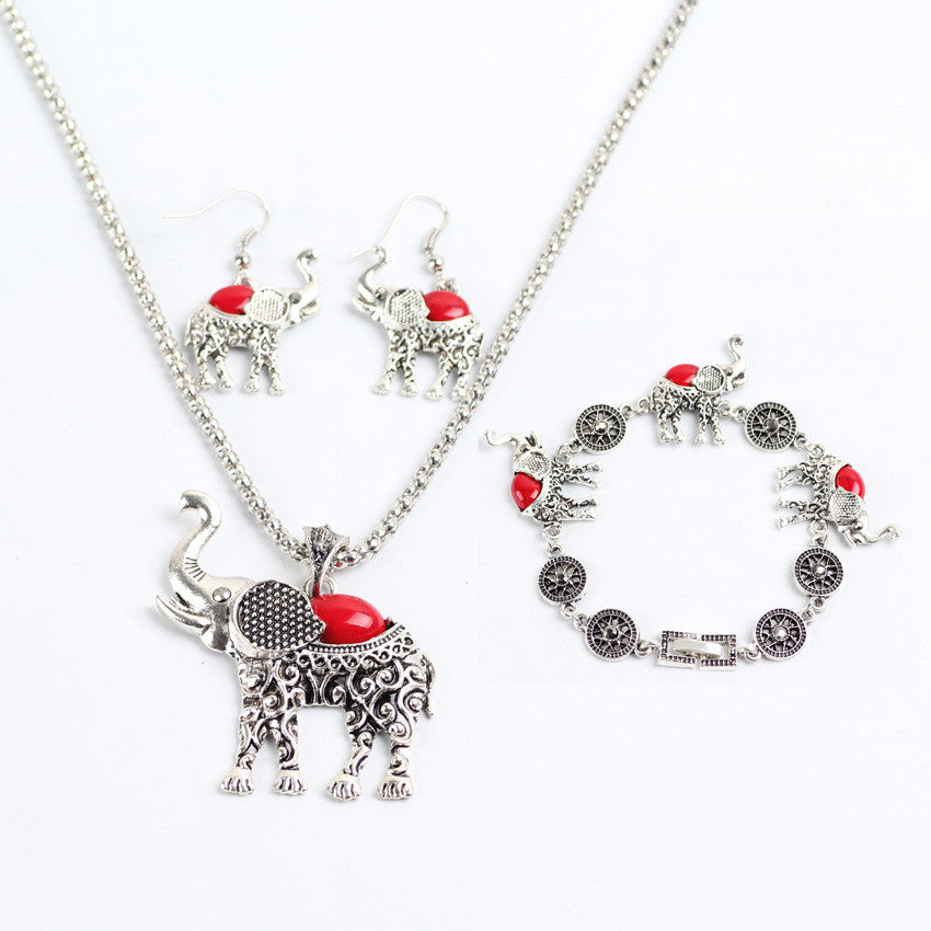 *PREMIUM* Set Tibetan Silver Elephant Necklace