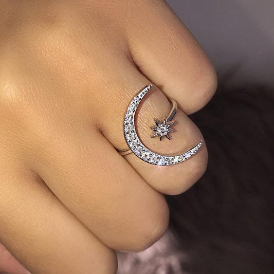 LOVELY MOON & STAR RING