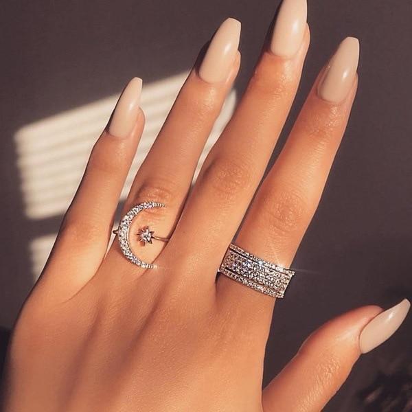LOVELY MOON & STAR RING
