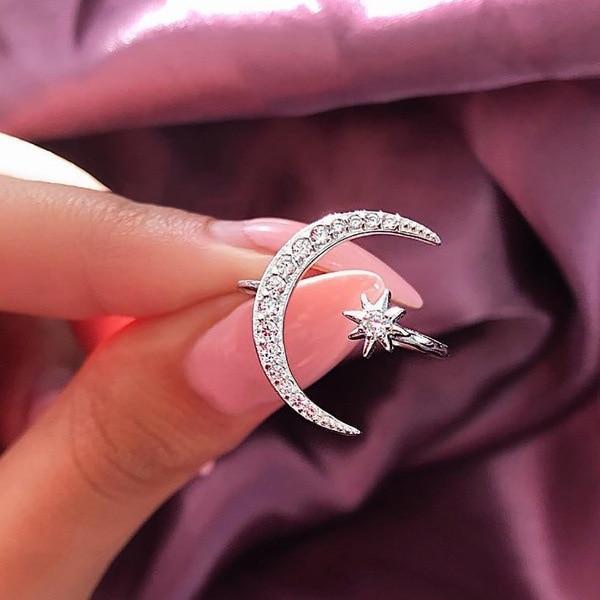 LOVELY MOON & STAR RING