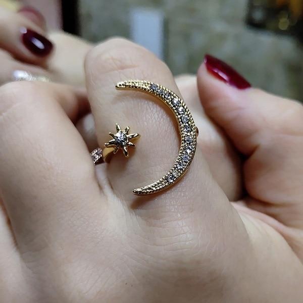LOVELY MOON & STAR RING
